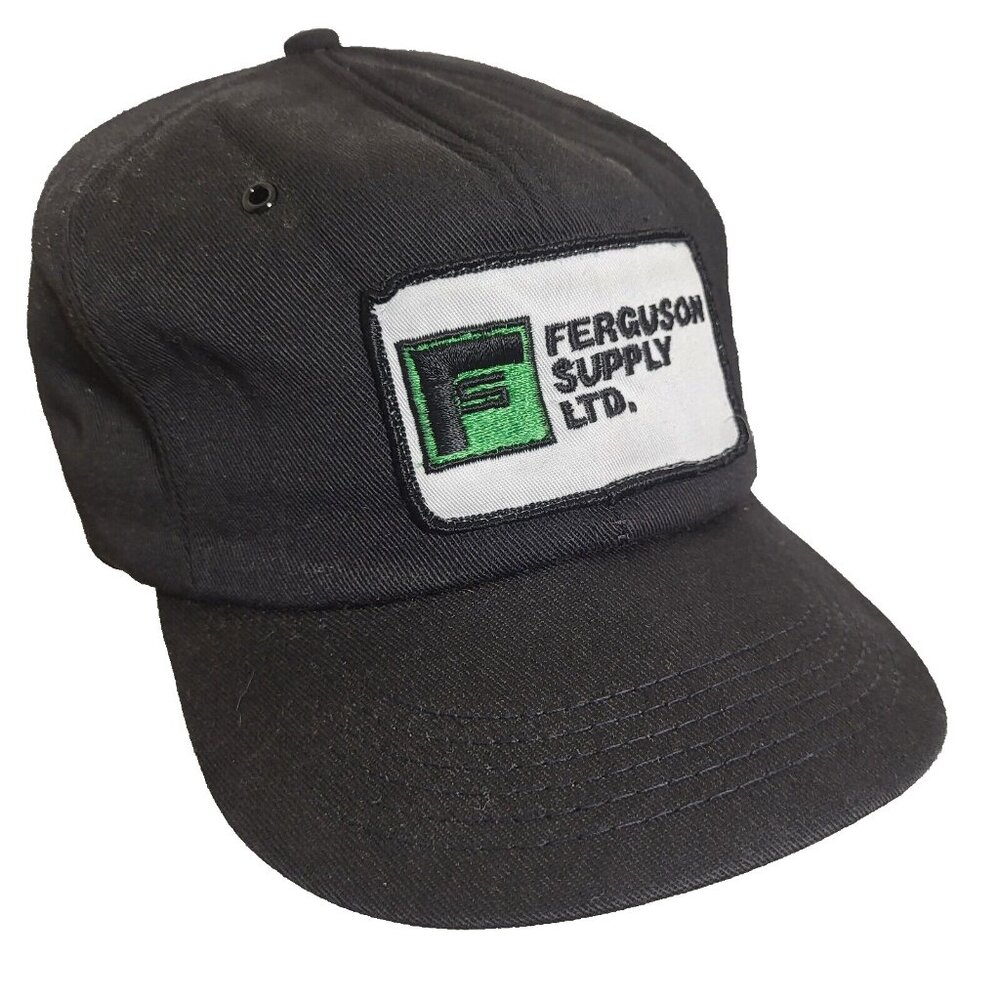 Ferguson Supply Hat Snapback Vintage 80s Cap Trucker K-Brand Blk Canada Made